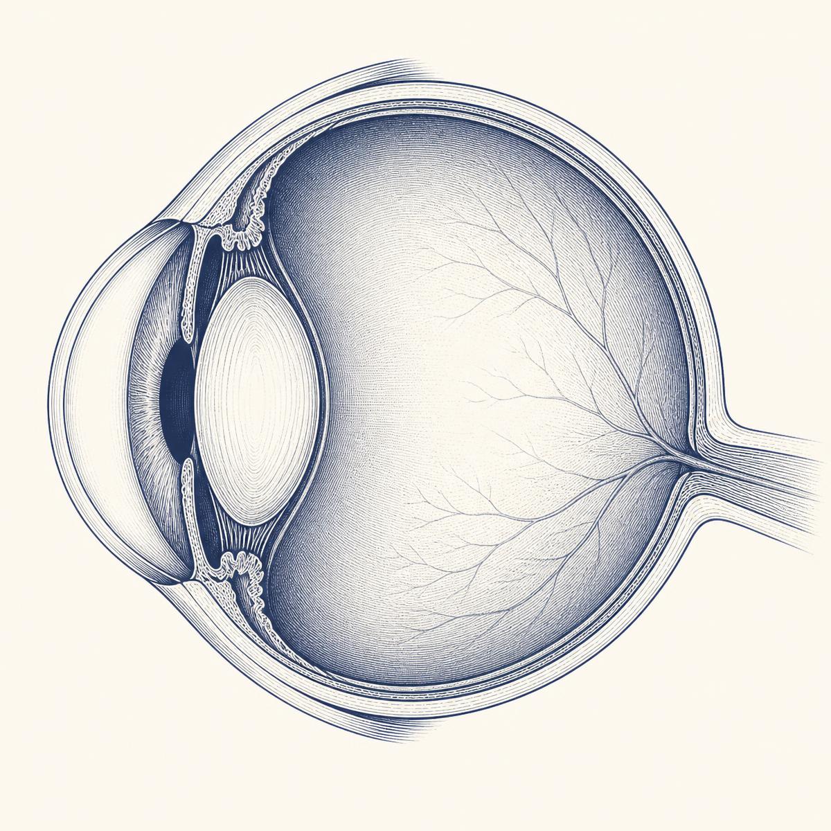 Illustration médicale du cristallin et de la cataracte